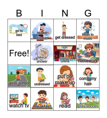Daily routines Bingo Card