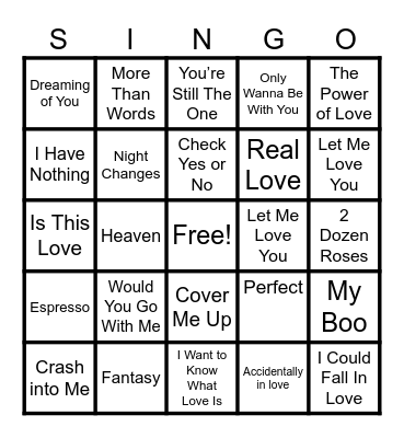Bridal Shower Bingo Card