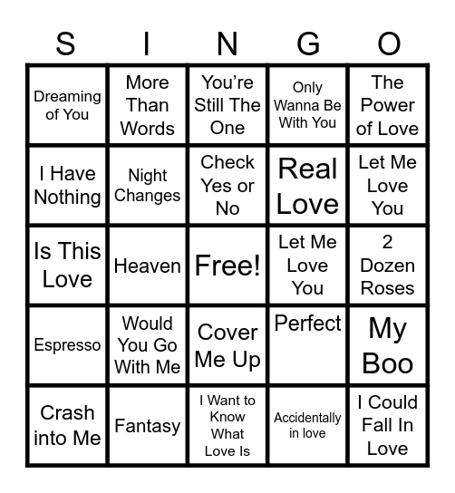 Bridal Shower Bingo Card