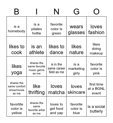 BGNL BINGO <3 Bingo Card