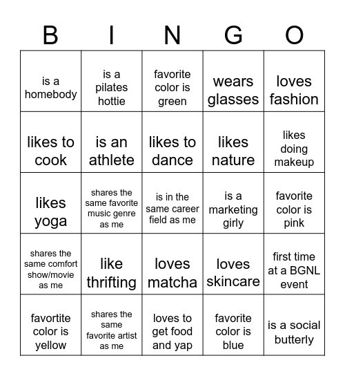 BGNL BINGO <3 Bingo Card