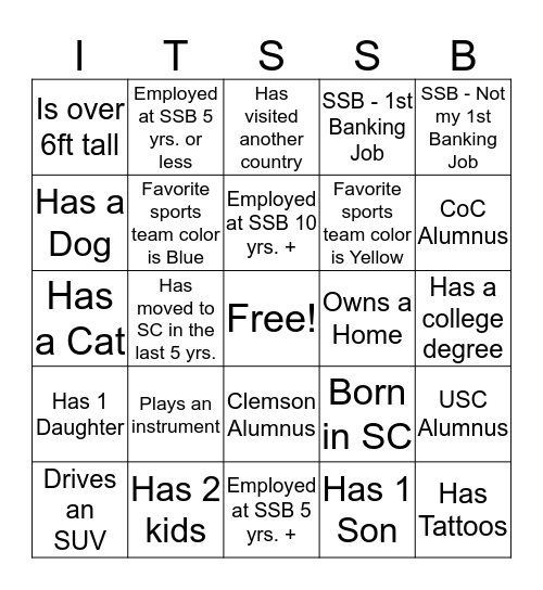 IT SSB Bingo Card