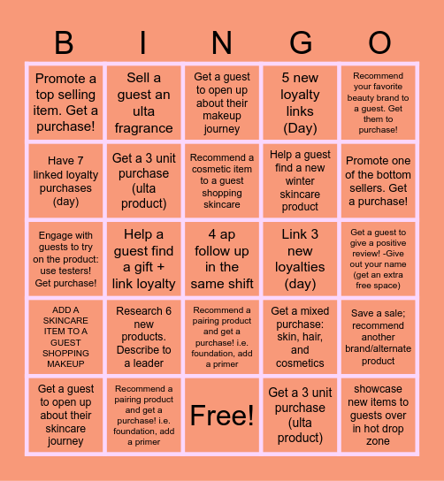 ULTA Halloween Bingo Card