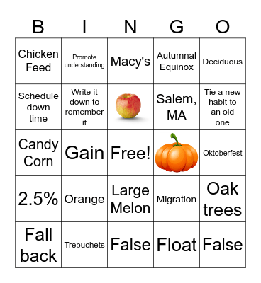 ADHD Awareness & Fall Fest Bingo Card