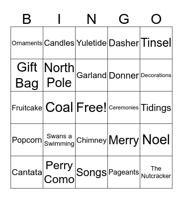 Holiday Bingo Card