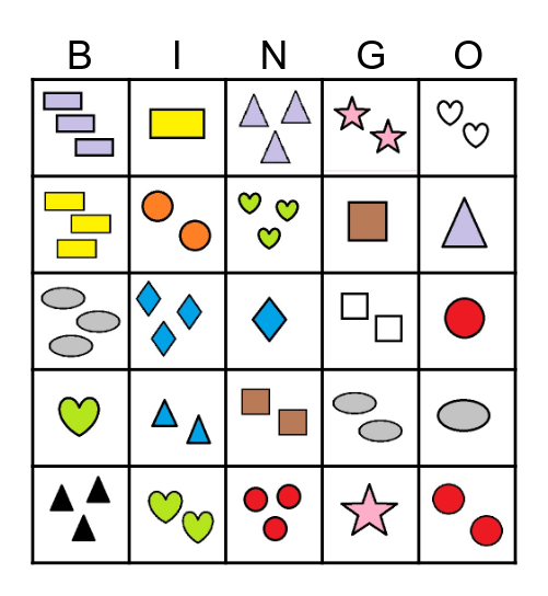 Shapes, Colours, Numbers Bingo Card