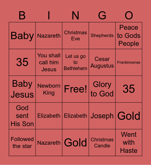 ADVENT AND CHRISTMAS Bingo Card