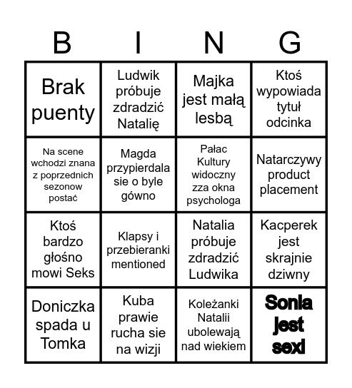 RODZINKA PL SEZON 17 Bingo Card