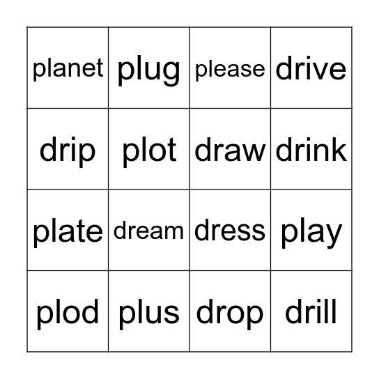 Class 4 Bingo Card