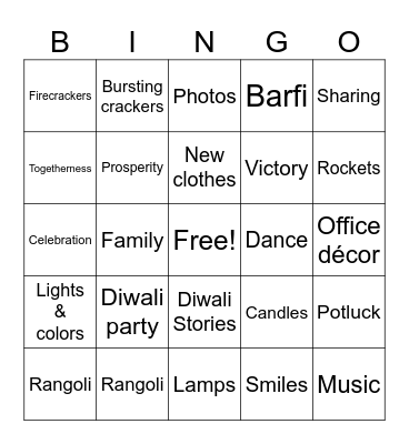 Diwali Bingo Card