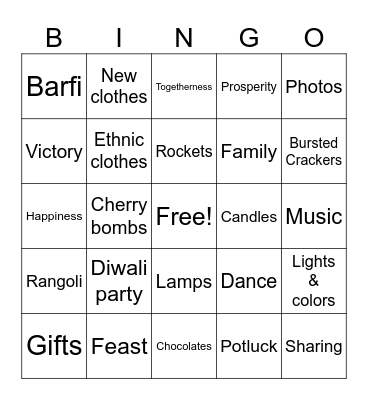 Diwali Bingo Card