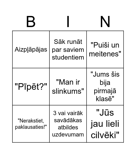 Kovancovs matemātika Bingo Card