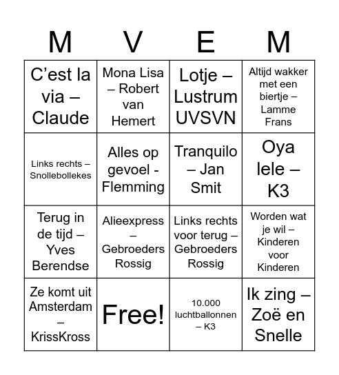 Matthijs en de nichten bingo Card