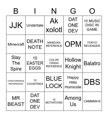GAME JAM BINGO Card