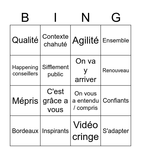 Cérémonie cloture Bingo Card