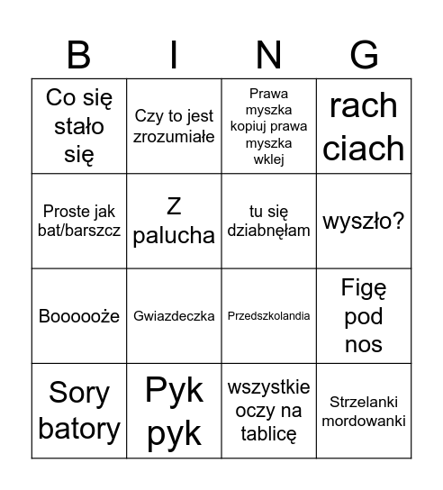 Informatyka Bingo Card