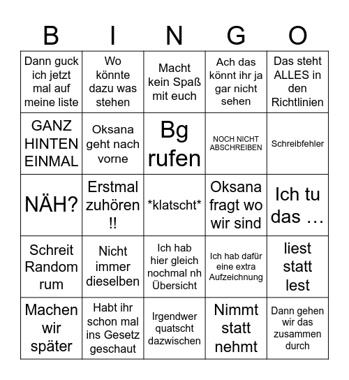 Psychoseminar Bingo Card