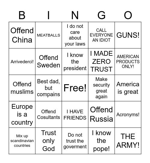 ZT Bingo Card