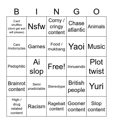 Insta Bingo Card