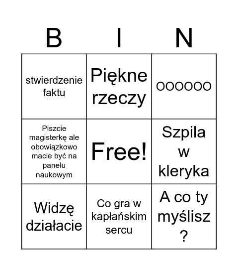 Spotkanie z Rektorem Bingo Card