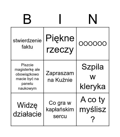 Spotkanie z Rektorem Bingo Card