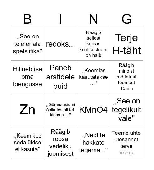 Terje Bingo Card