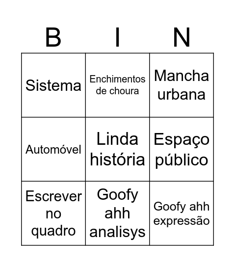 Teoria 4 Bingo Card