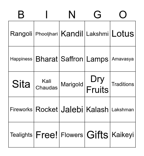 Miknas Diwali 2025! Bingo Card