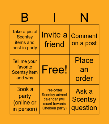 Scentsy Bingo Card