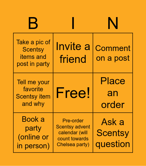 Scentsy Bingo Card