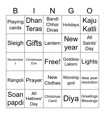 Festive Bingo Card