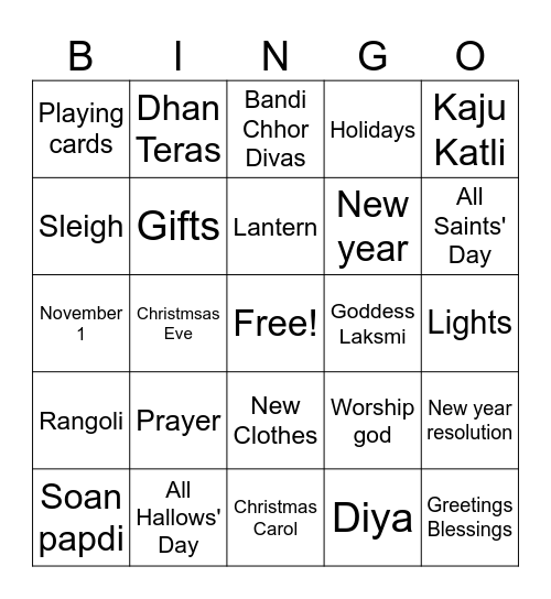 Festive Bingo Card