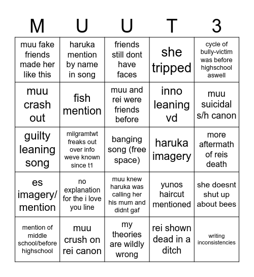 muu bingo Card