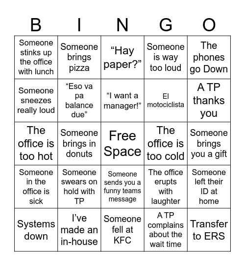 Team 605 Bingo! Bingo Card