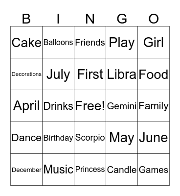 MAYA'S FIRST BIRTHDAY! Bingo Card