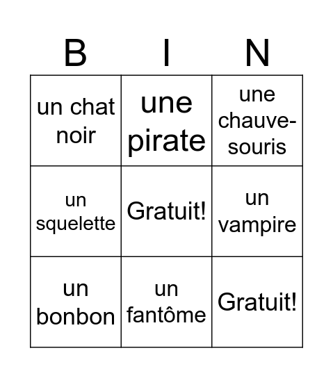 L'Halloween Bingo Card