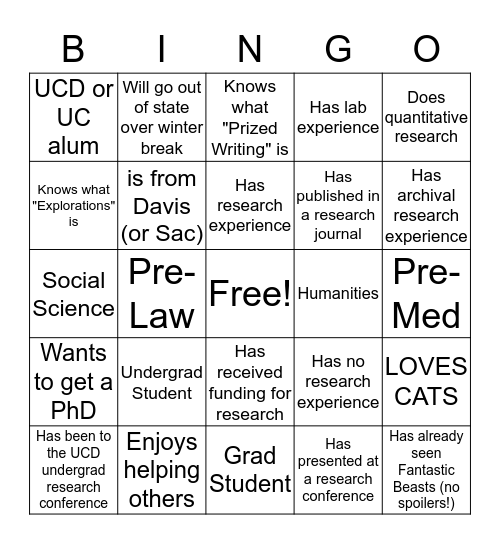 Research Mentorship Bingo! Bingo Card