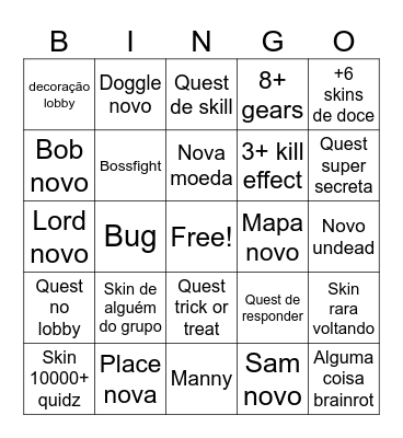 Bearsão Halloween Bingo Card