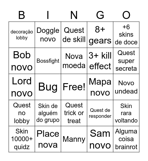 Bearsão Halloween Bingo Card
