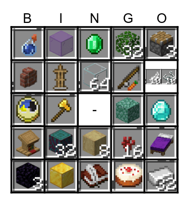 Minecraft Bingo Card