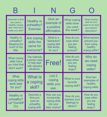 Coping Skills Bingo! Bingo Card