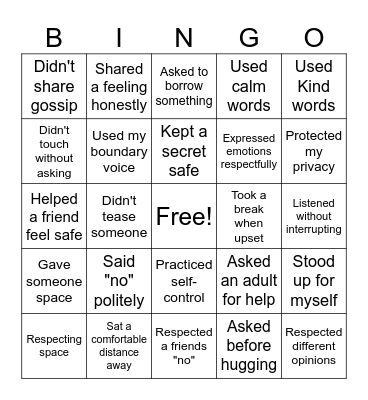 Boundary Bingo Card