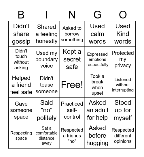 Boundary Bingo Card