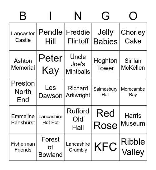 Lancashire Day Bingo Card