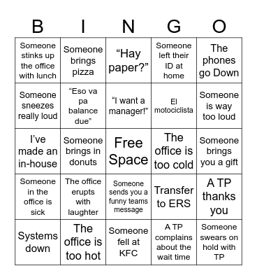 Team 605 Bingo! Bingo Card