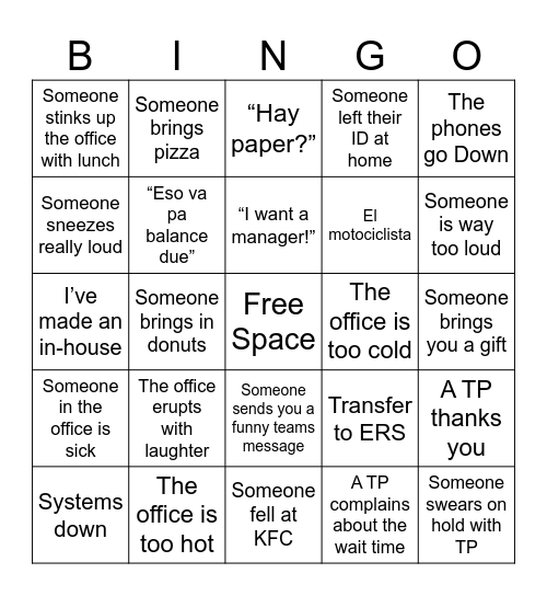 Team 605 Bingo! Bingo Card