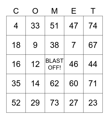 EIELSON STARS IN SPACE! Bingo Card