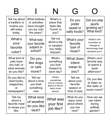 SPEAK OUT! BINGO Card