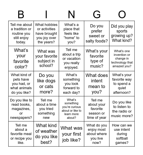 SPEAK OUT! BINGO Card