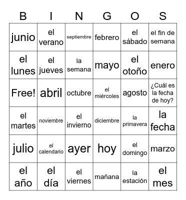 La Fecha Bingo Card